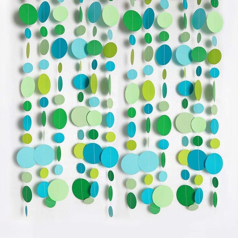 Decor365 Blue Green Circle Dot Garland Bubble Streamer Ocean Under The Sea Mermaid Spring Summer Party Decoration Beach Hanging Bunting Banner Birthday Baby Shower Tea Party Wedding Room Decor - Image 2